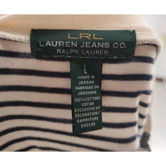 Ralph Lauren Striped Long Sleeve Shirt Elbow Patches Size Large Preppy - Picture 6 of 6